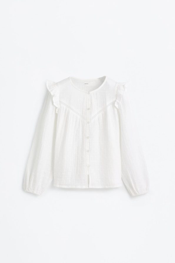 Ruffled Lace Trim Blouse
