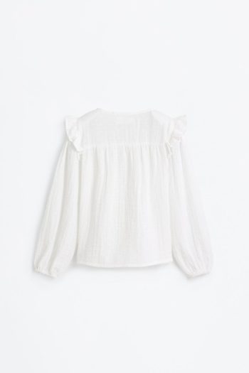 Ruffled Lace Trim Blouse