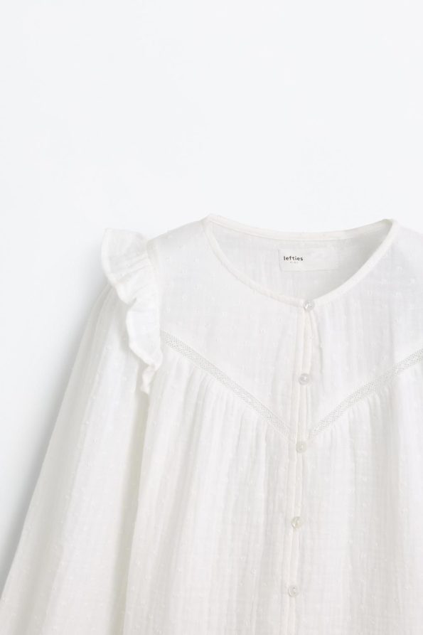 Ruffled Lace Trim Blouse