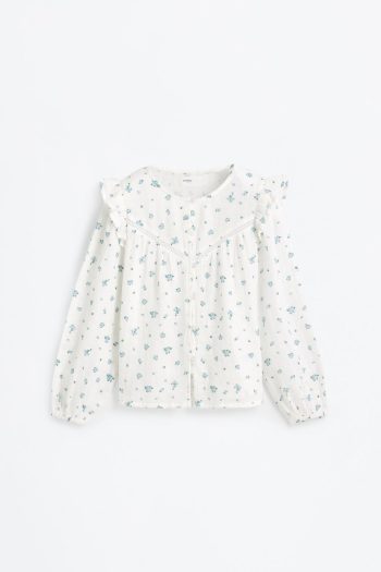 Ruffled Lace Trim Blouse