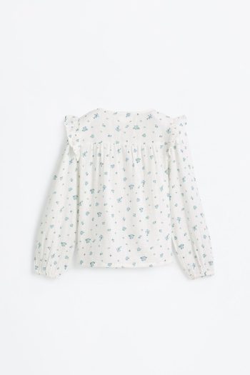 Ruffled Lace Trim Blouse