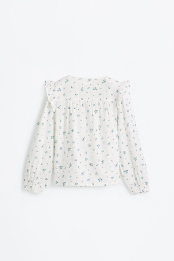 Ruffled Lace Trim Blouse