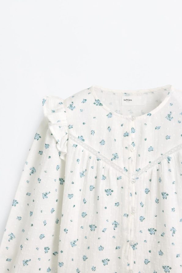 Ruffled Lace Trim Blouse