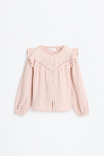 Ruffled Lace Trim Blouse