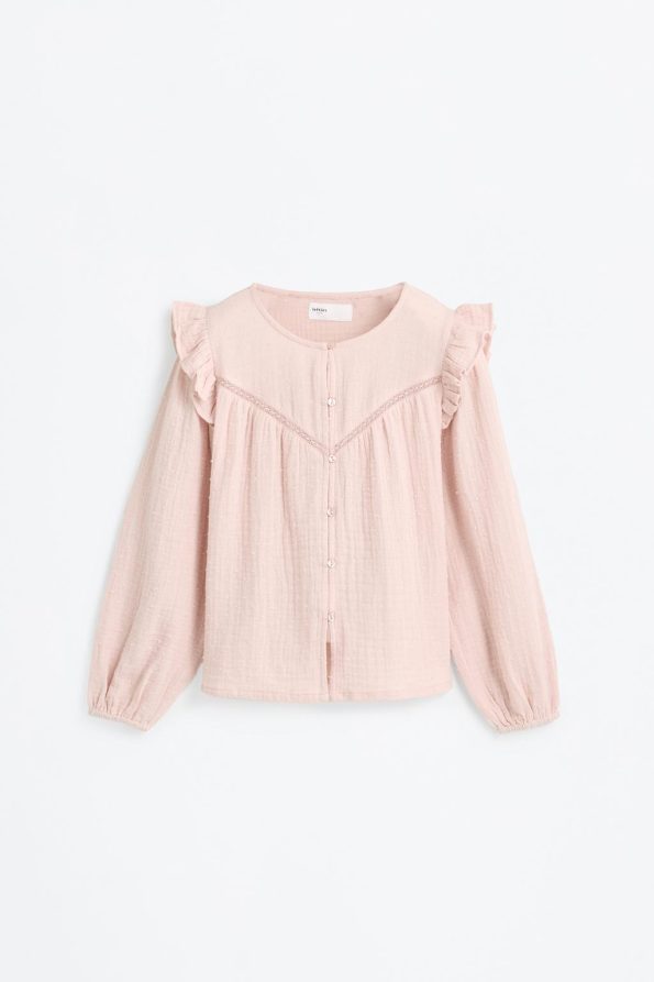 Ruffled Lace Trim Blouse