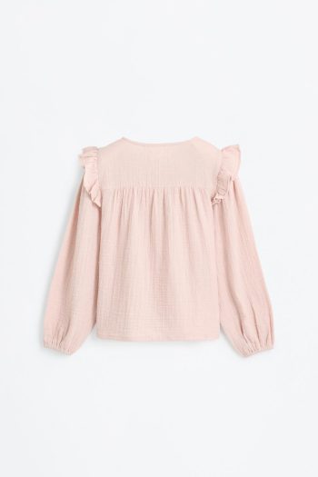 Ruffled Lace Trim Blouse