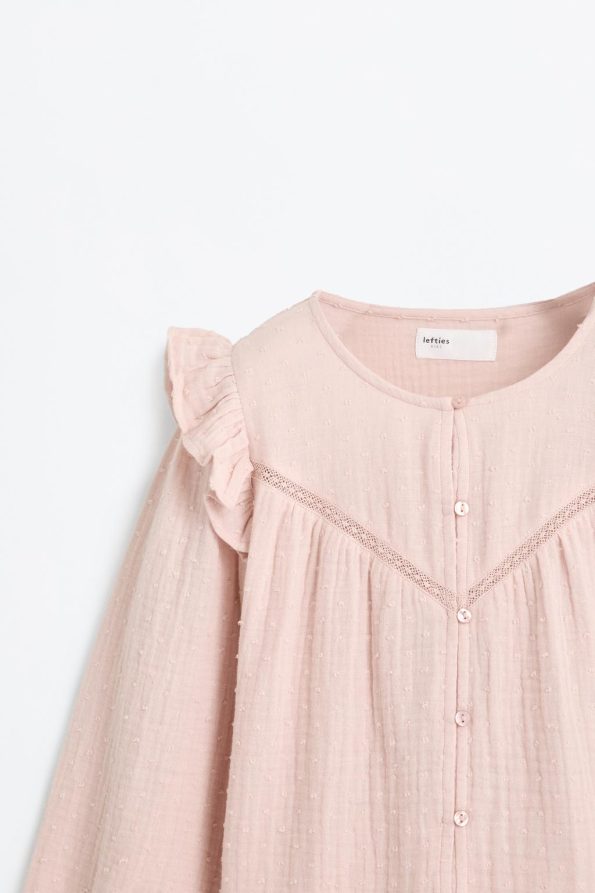 Ruffled Lace Trim Blouse