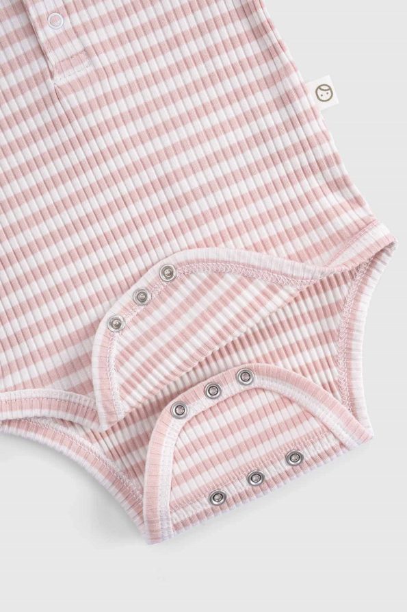 Adjustable Snaps Modal Baby Bodysuit Long Sleeve Pink