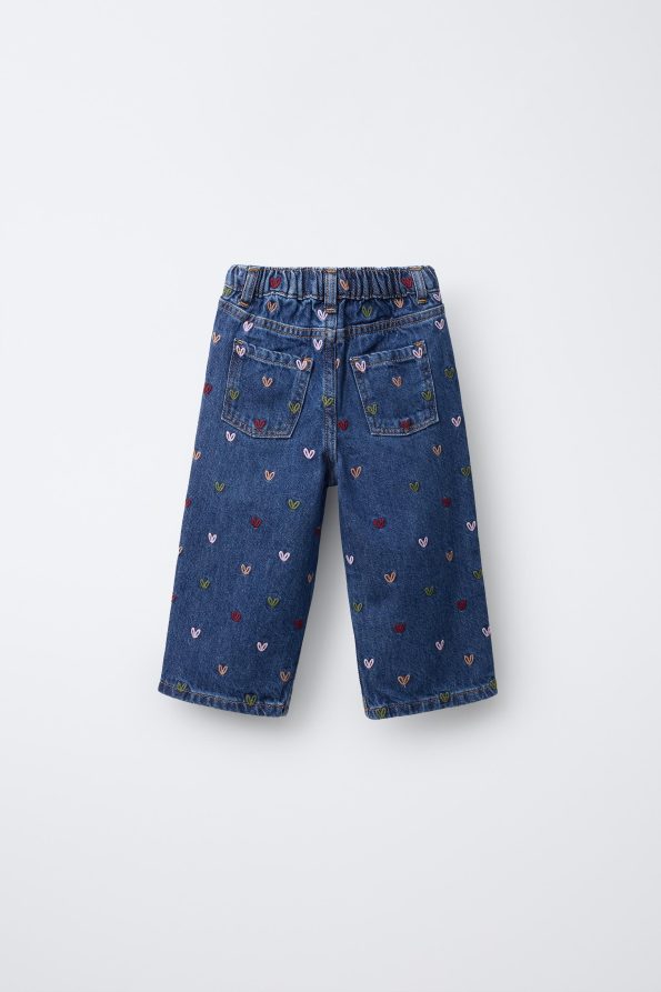 Heart Embroidered Culotte Jeans