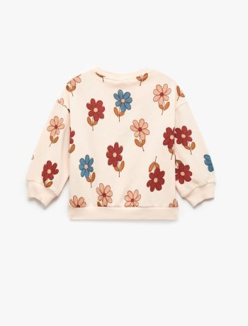 Girls' Floral Print Long Sleeve Crew Neck Sweatshirt