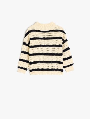 Girls' Long Sleeve Crew Neck Cotton Blend Crop Sweater