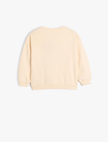 Girls' Long Sleeve Printed Sweatshirt with Applique Details