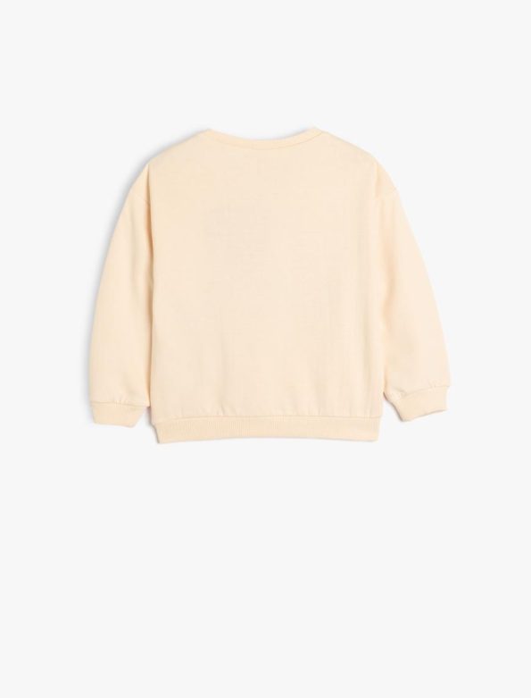 Girls' Long Sleeve Printed Sweatshirt with Applique Details