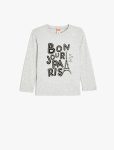Girls' Long Sleeve Crew Neck Cotton T-Shirt with Slogan Print