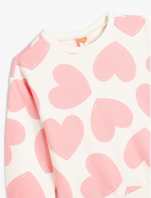 Girls' Long Sleeve Heart Print Sweatshirt
