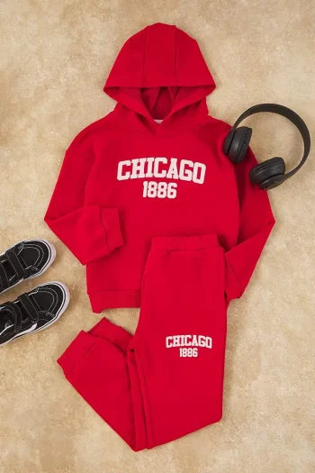 Trendyolmilla Kids Red Unisex Cotton Hoodie Set