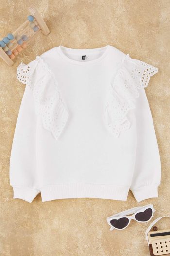 Trendyolmilla Kids Ecru Cotton Crew Neck Sweatshirt for Girls