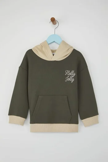 Trendyolmilla Kids Green Cotton Hoodie for Boys