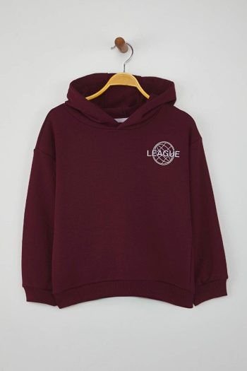 Trendyolmilla Kids Burgundy Unisex Cotton Hoodie Sweatshirt