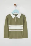 Trendyolmilla Kids Green Boys' 100% Cotton Plain Polo Neck Regular Knit T-Shirt