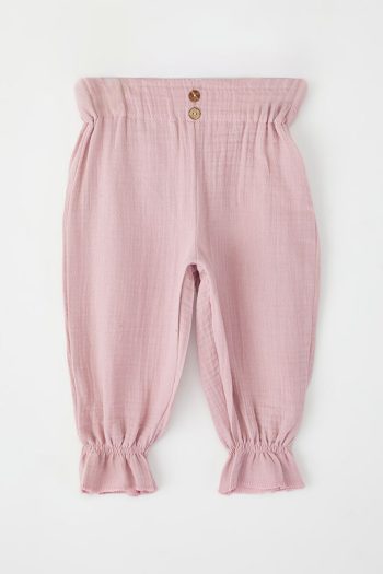 Trendyolmilla Kids Pink Cotton Basic Elastic Muslin Pants