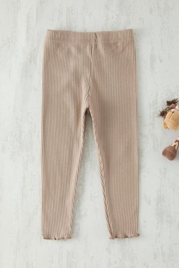 Trendyolmilla Kids Beige Cotton Basic Ribbed Long Summer Leggings