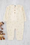 Trendyolmilla Kids Beige Cotton Printed Button-Up Long Sleeve Romper