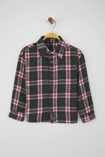 Trendyolmilla Kids Burgundy Checkered Shirt for Boys
