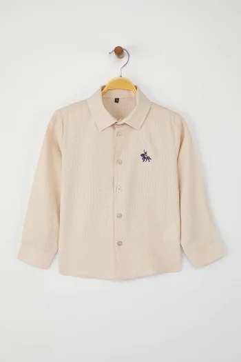 Trendyolmilla Kids Cream Embroidered Woven Shirt for Boys