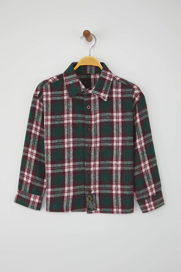 Trendyolmilla Kids Burgundy Checkered Shirt for Boys