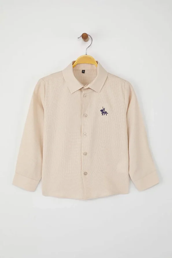 Trendyolmilla Kids Cream Embroidered Woven Shirt for Boys