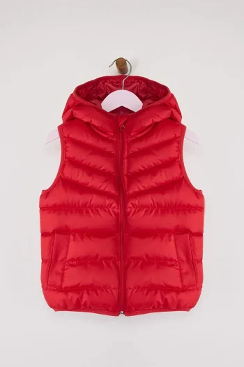 Trendyolmilla Kids Red Unisex Hooded Puffer Vest