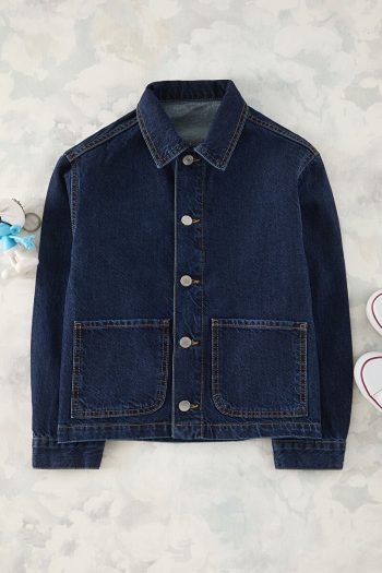 Trendyolmilla Kids Dark Blue Boys' 100% Cotton Pocket Denim Jacket