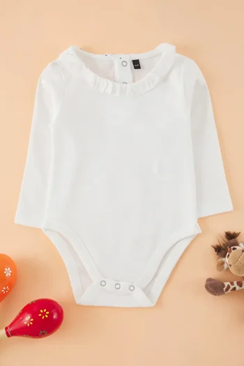 Trendyolmilla Kids Cream Ruffled Long Sleeve Bodysuit for Girls