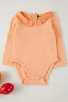Trendyolmilla Kids Salmon Ruffle Detail Long Sleeve Bodysuit