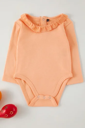 Trendyolmilla Kids Salmon Ruffle Detail Long Sleeve Bodysuit