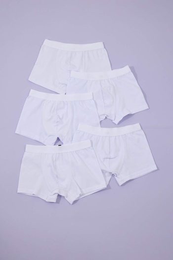 Trendyolmilla Kids White 5-Pack Boys Cotton Stretch Boxer Briefs