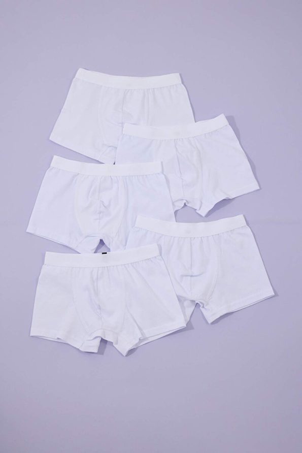 Trendyolmilla Kids White 5-Pack Boys Cotton Stretch Boxer Briefs