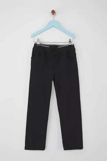 Trendyolmilla Kids Black Boys' Elastic Waist 100% Cotton Straight Denim Jeans