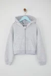 Trendyolmilla Kids Gray Melange Unisex Cotton Hooded Cardigan