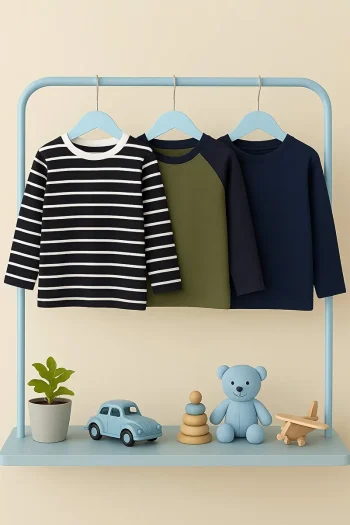 Trendyolmilla Kids Navy-Green-Cream 3-Pack Boys' T-Shirts