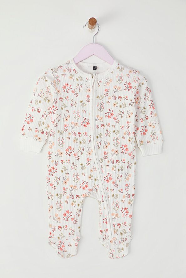 Trendyolmilla Kids Ivory Cotton Printed Long Sleeve Romper