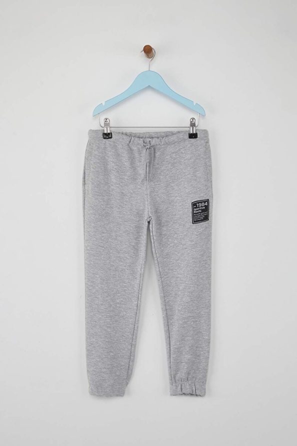 Trendyolmilla Kids Gray Melange Cotton Printed Sweatpants for Boys