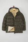 Trendyolmilla Kids Olive Green Boys' Geometric Print Hooded Jacket