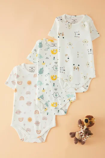 Trendyolmilla Kids 3-Pack Unisex Cotton Baby Bodysuits