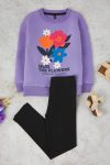 Trendyolmilla Kids Lilac Floral Oversized Knit Set for Girls
