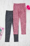 Trendyolmilla Kids Black-Pink 2-Pack Printed Leggings for Girls