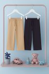 Trendyolmilla Kids Anthracite-Beige Cotton Knit Trousers for Girls