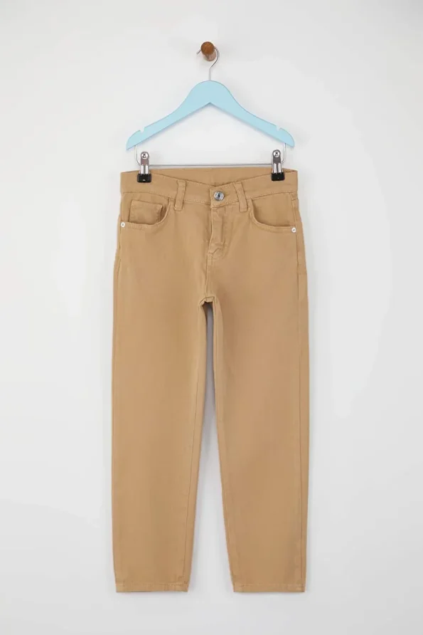 Trendyolmilla Kids Camel Boys 100% Cotton Elastic Waist Plain Woven Pants