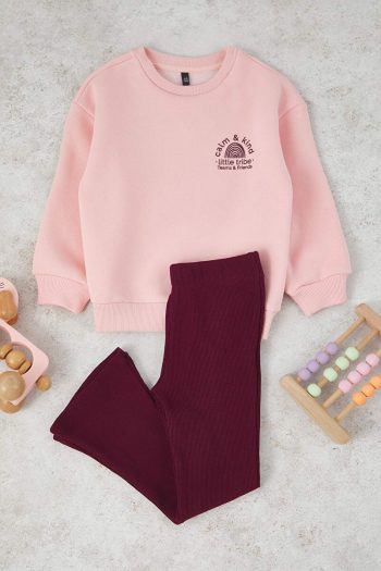 Trendyolmilla Kids Powder Pink Cotton Oversized Knit Set for Girls